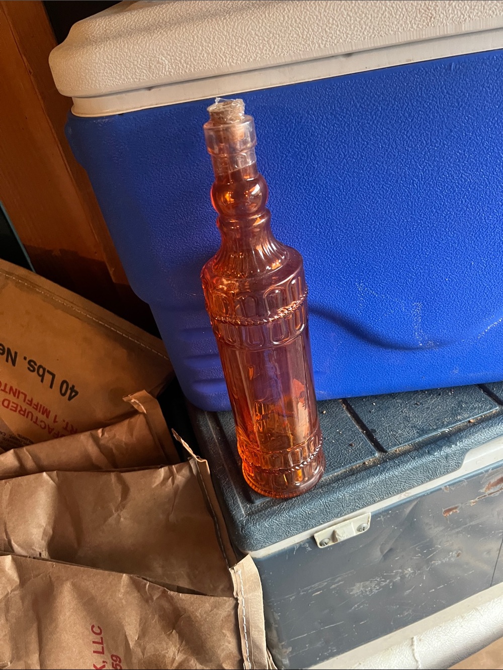 Orange  Glass Bottle with cork